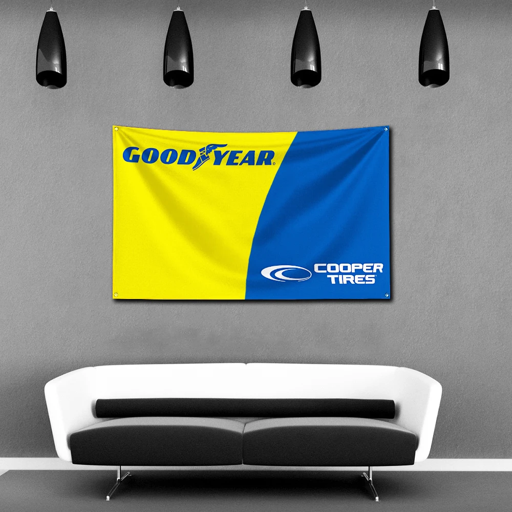 Good Years Replacement Tyres Flag Polyester Digital Printing Banner 4 Sizes for Garage Wall Art Out Door Decoration