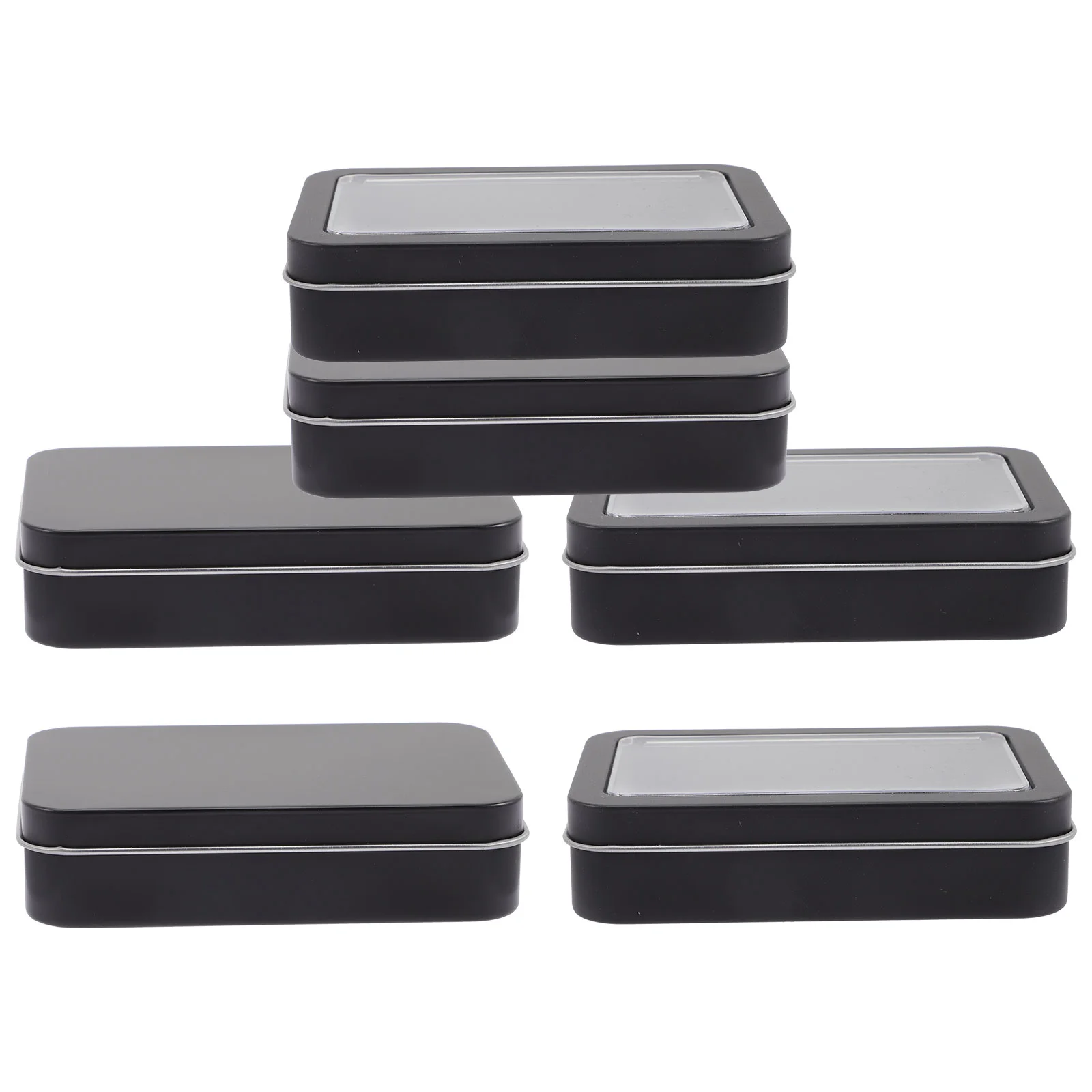 

6 Pcs Playing Card Tin Tinplate Holder for Decks Cards Home Case Supplies with Clear Window Box