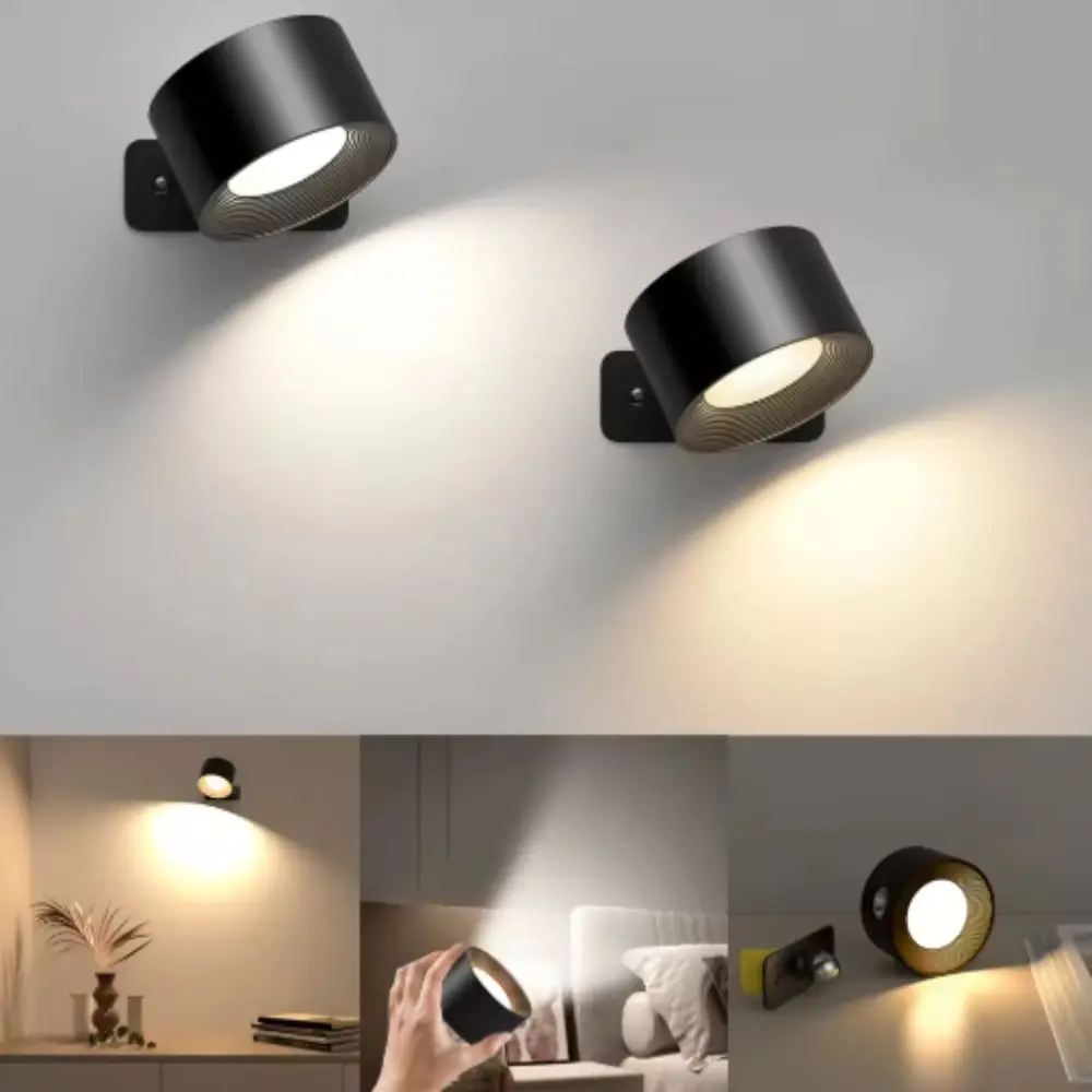 

New 3.5W LED Wall Sconce Light 3 Brightness Levels Warm Light Bed Reading Lamp USB Recharge Wireless Night Light Bed Room