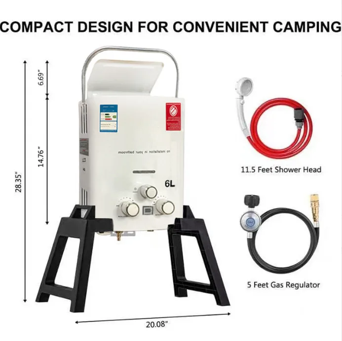 High Efficiency Stainless Steel Copper 6L Tankless RV & Household Water Heater for Outdoor Use-Portable Reliable Hot Water on Go view 6