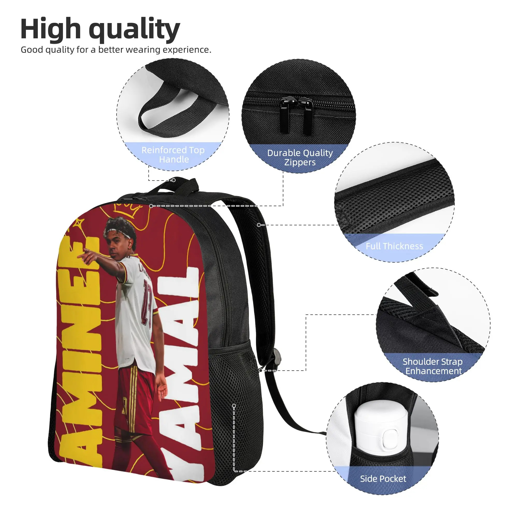 Football L-Lamine Yamal Spain Cool Backpack Sports High School Business  Daypack for Men Women Laptop Computer Canvas Bags