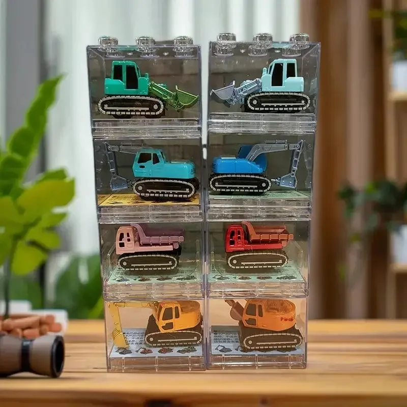 Modèle de voiture jouet unique, conception d'ingénierie en alliage, mécanisme de traction, diapositives à l'inertie, complet avec boîte de rangement