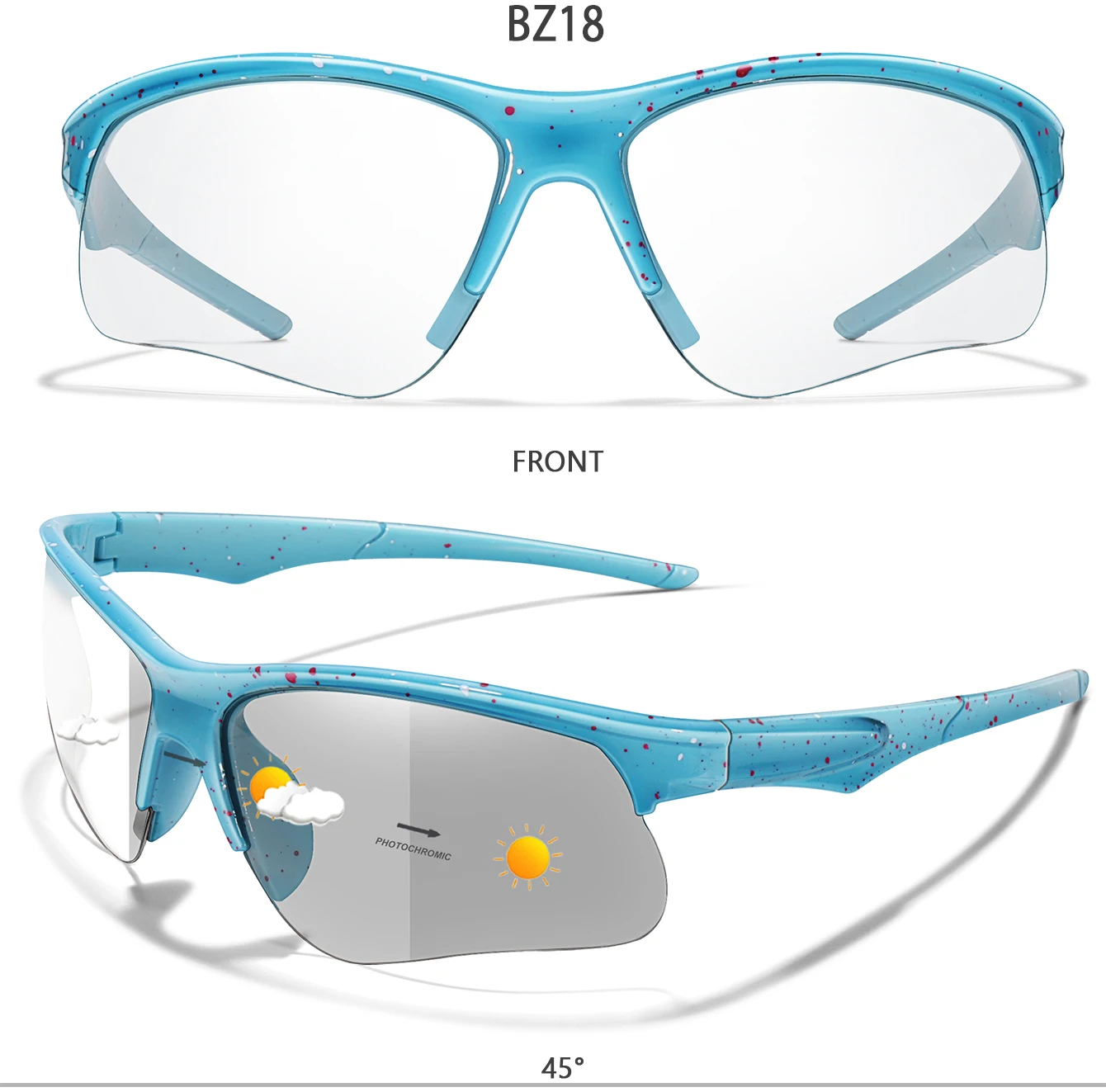 Trendy Stil Photochrome Sonnenbrille Für Männer Frauen Outdoor Mtb Fahrrad Radfahren Laufen Brillen Sport Fahrrad Winddicht Brille – Detail 11