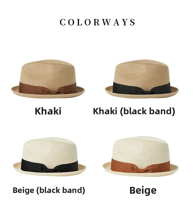 Summer Panama Short Side Straw Hat Men Women Rolled Brim Jazz Hat Sun Protection Beach Vacation Trendy