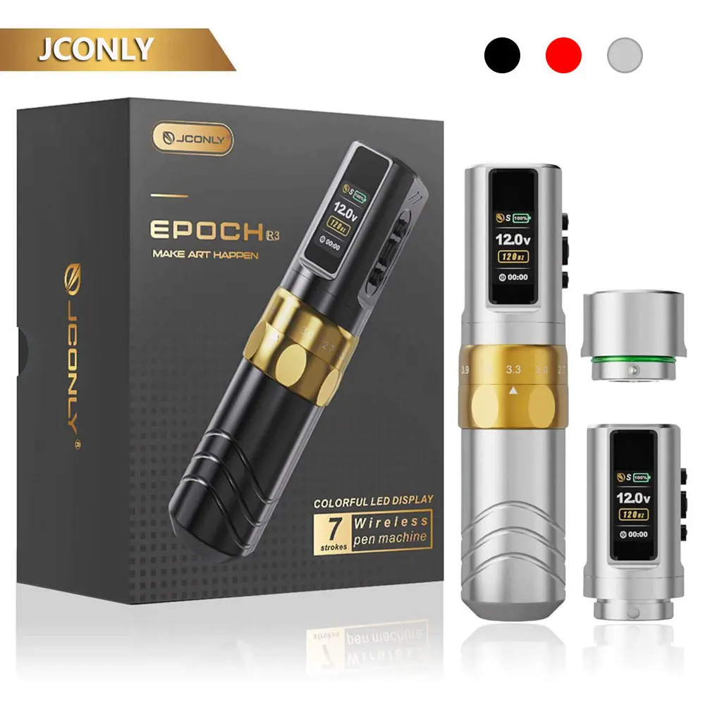 

JCONLY EPOCH Беспроводная ручка для татуировки, 7 тактов, регулируемая, 2000 мАч, перезаряжаемая батарея большой емкости, ручка для татуировки, поставка для татуировки