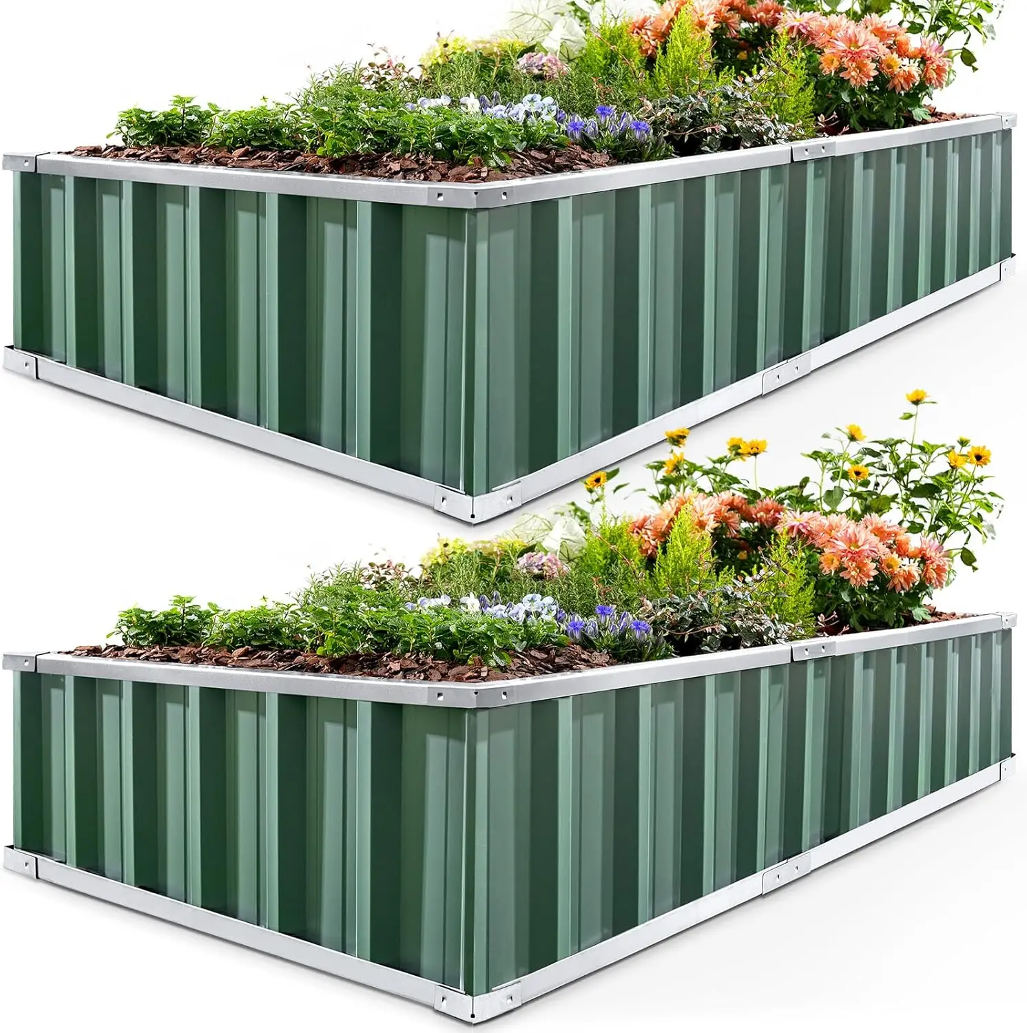 

Поднятая садовая кровать 68 x 36 x 12 дюймов (2 упаковки), металлический комплект уличного горшка из оцинкованной стали, коробка для овощей, цветов, фруктов и