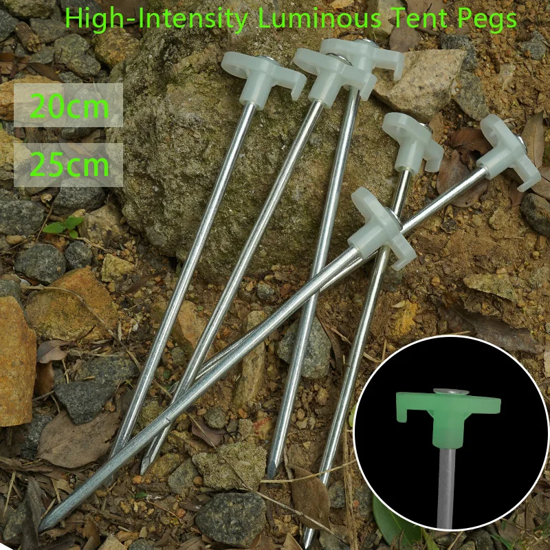 4/6/8/10Pcs Luminous Camping Tent Peg 20Cm 25Cm Fluorescent Tarp Pegs Canopy Awning Nail Tent Stakes Outdoor Camping Accessories