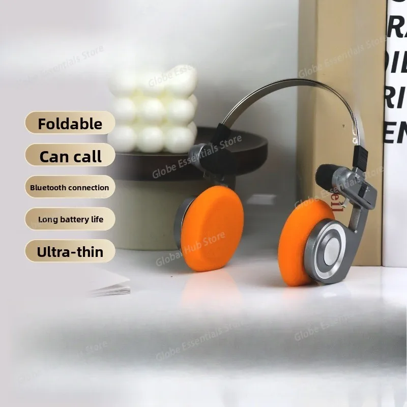 New Trend  Retro Small Headset Portable Bluetooth Headset Foldable Wireless Call and Photography