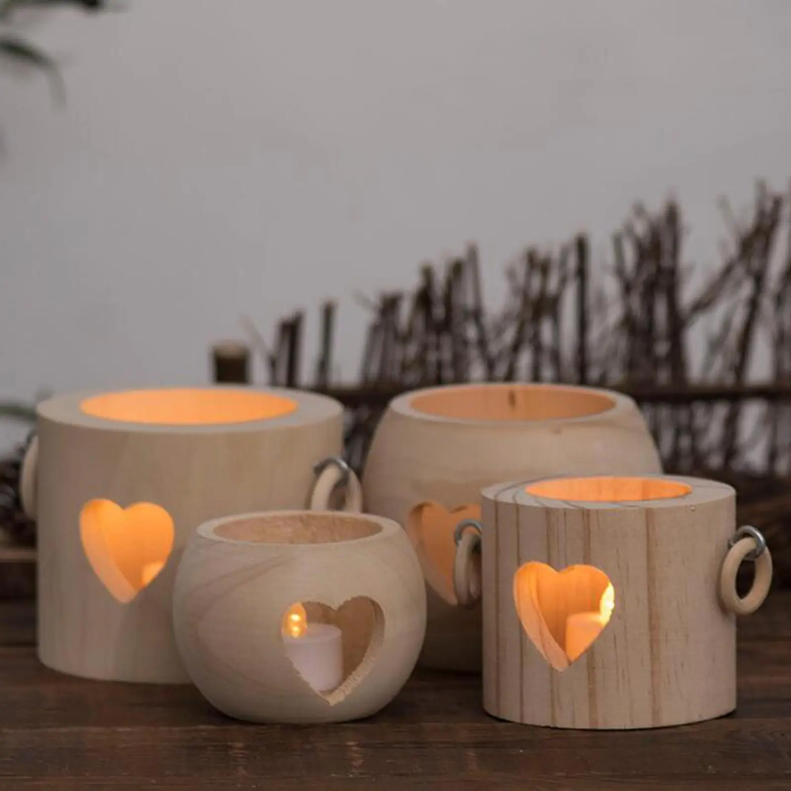 Candelabra Tealight Candleholder Farmhouse Wedding Christmas Wooden Candlestick Candles Stand for Taper Candles Livingroom