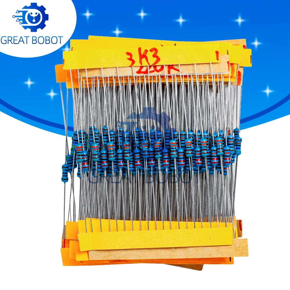 BS 1 Pack 300PCS 10 -1M Ohm 1/4w Resistance 1% Metal Film Resistor Resistance Assortment Kit Set 30 Kinds Each 10PCS