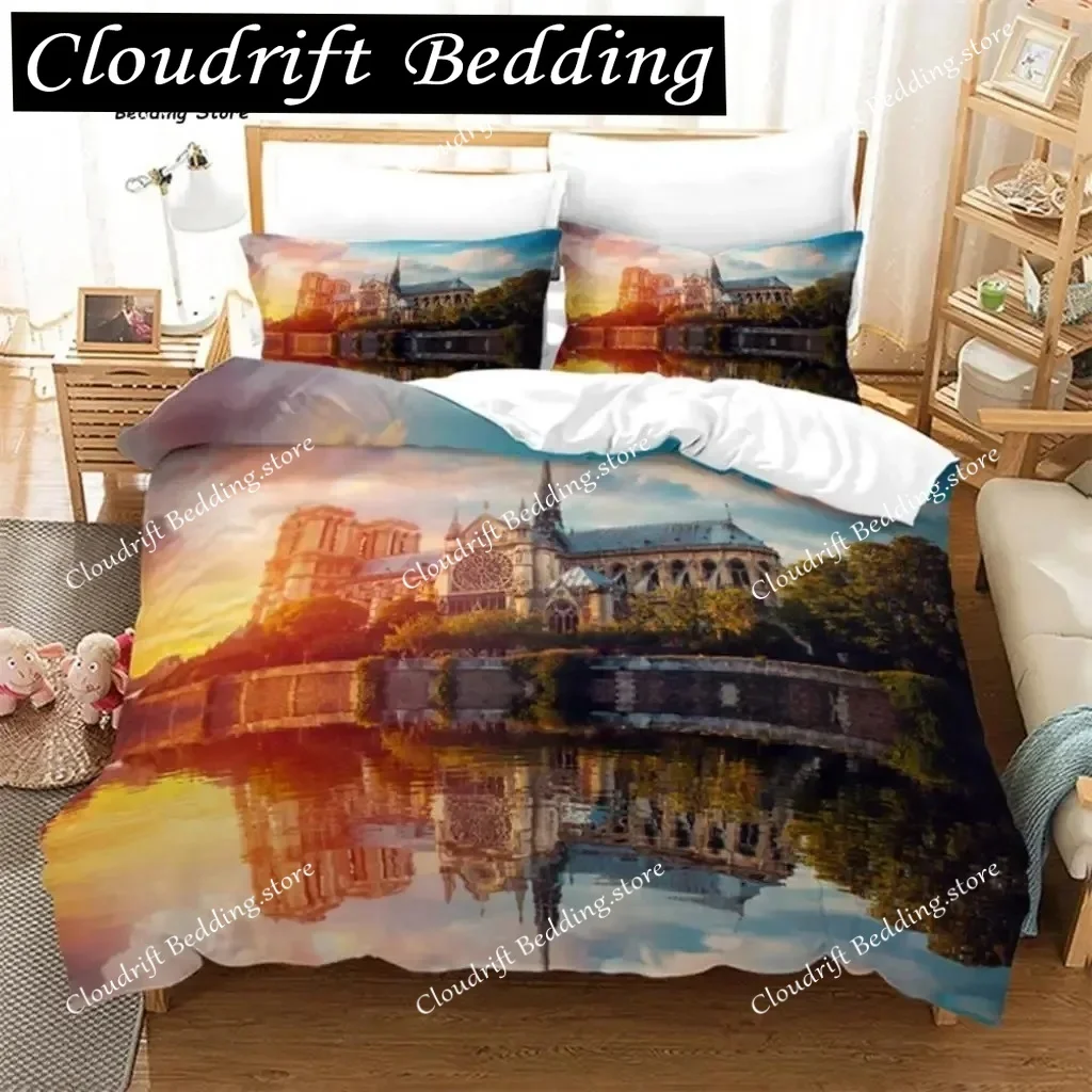 3D Europe City Building Bedding Set 3D Print Duvet Cover Cartoon Comforter King For Kids Child Teen Boys Girls Bedroom Decor