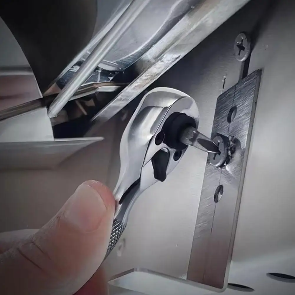 

1/4 дюйма привод Mini Stubby двойной палец трещоточный ключ отвертка гаечный ключ с храповым механизмом ремонт авто с битами W2D4