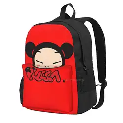 Anime Pucca Teen College Student Backpack Laptop Travel Bags Pucca Love Garu Cute Ppukka Pucca And Garus Relationship Ching