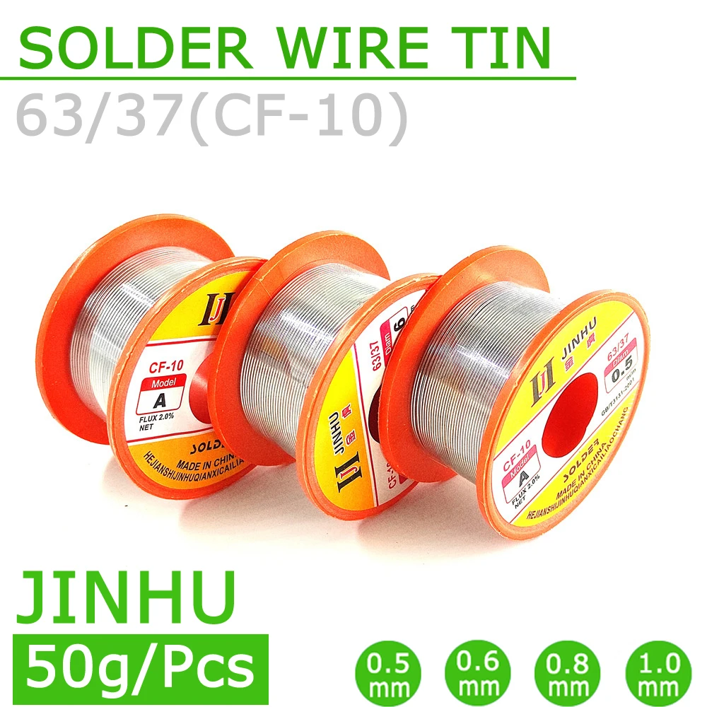 JINHU CF-10 Solder Wire Tin 0.5/0.6/0.8/1.0MM 63/37 FLUX 2.0% 45FT Core Solder Soldering-Wire Roll For diy