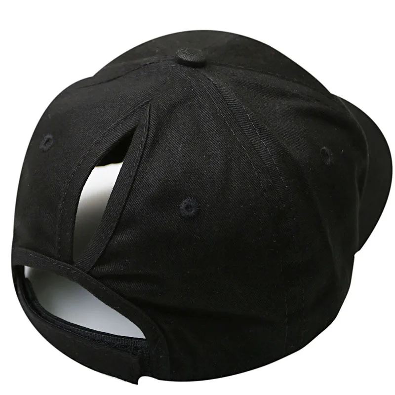 2023 New Fashion Unisex Distressed Ponytail Dad Hat for High Bun Classic Plain Cotton Baseball Caps with Ponytail Hole