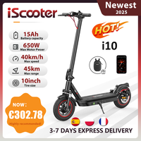 iScooter i10 Electric Scooter 10 Inch 650W 15Ah Scooter Foldable Electric Kick Scooter Max Range 45km Electric eScooter Whit APP