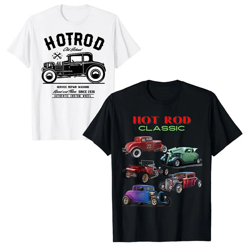 Classic Hot Rod Antique Car T-Shirt Vintage Hotrod Old School Speed and Power Tees Men Fashion Car Lover Graphic Outfits Gifts