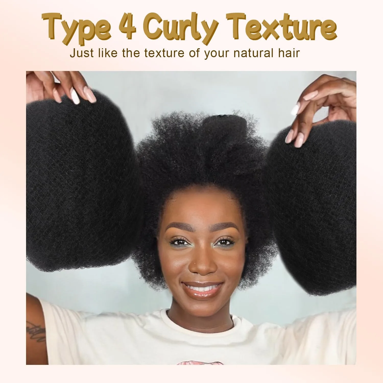 4C Afro Kinky Bulk Human Hair Extensions 10-18Inch No Weft 30/50g 1Pack Peruvian Remy Bulk for Locs Micro Twist Braiding Hair