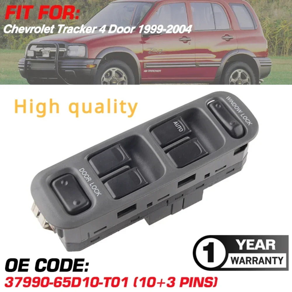 Interruptor Maestro Eléctrico para Ventanas de Auto 37990-65D10-T01 para Chevrolet Tracker 4 Puertas 1999 2000 2001 2002 2003 2004 3799075F00T01