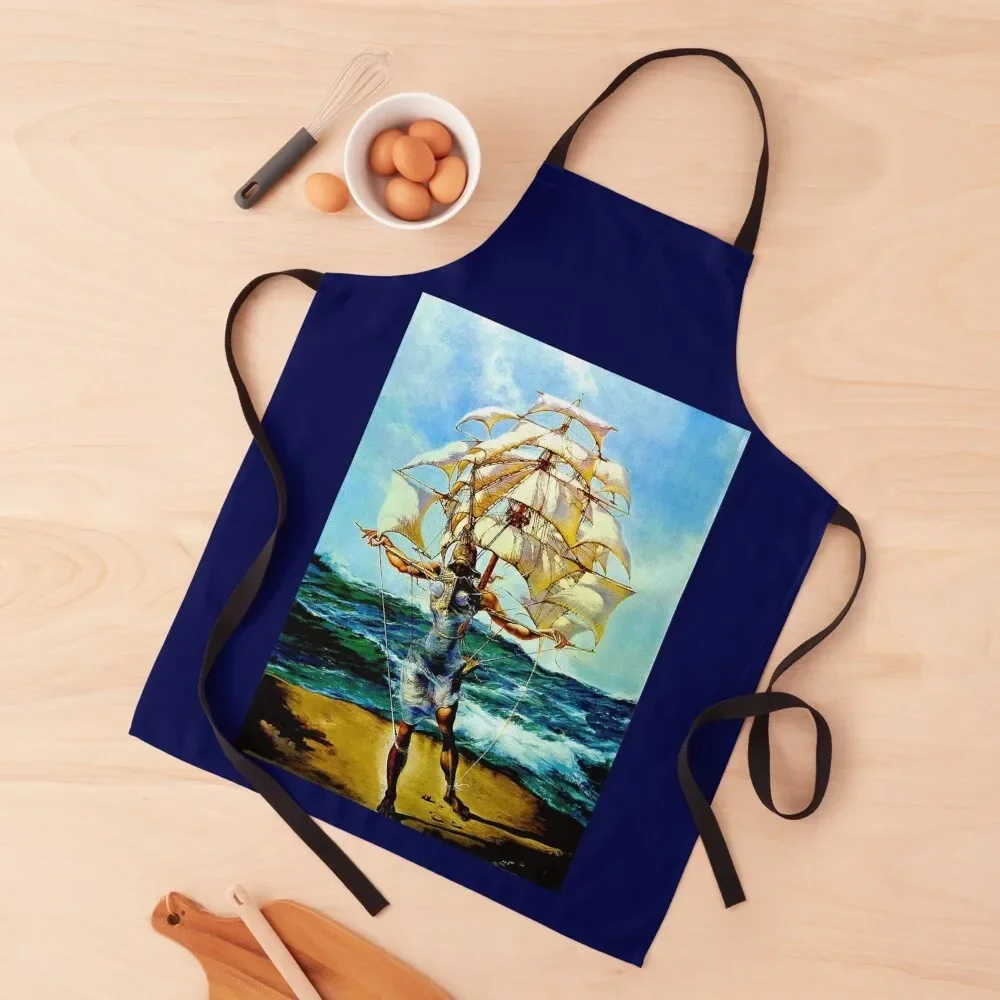 

THE SHIP : Vintage Abstract Fantasy Painting Print Apron Kitchen Tools Home Utensils Kitchen Handle For Women For Men Apron
