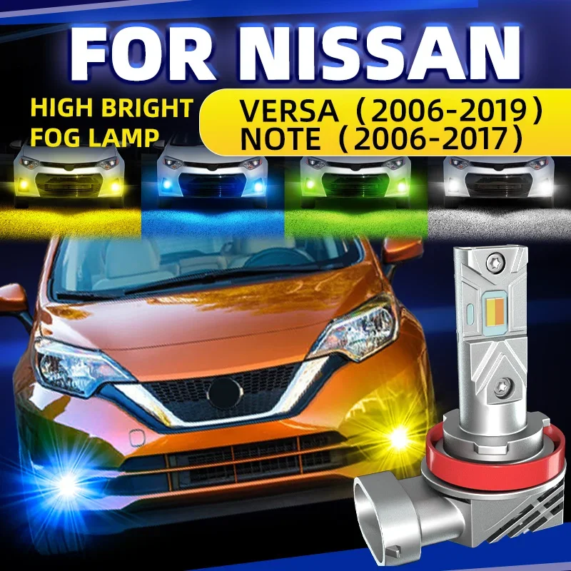 

2pcs Car LED Front Fog Lights Bulbs White Yellow Dual Colors Switchback Lamps For Nissan Versa 2007 2019 Note E11 E12 2006-2017