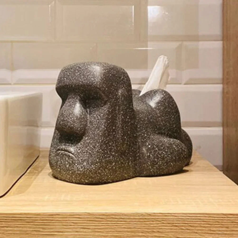 

Moai Design Tissue Box Retro Household Napkin Holder Bedroom Decor Paper Towel Dispenser Novelty Case Tissue Boxes Home Storage