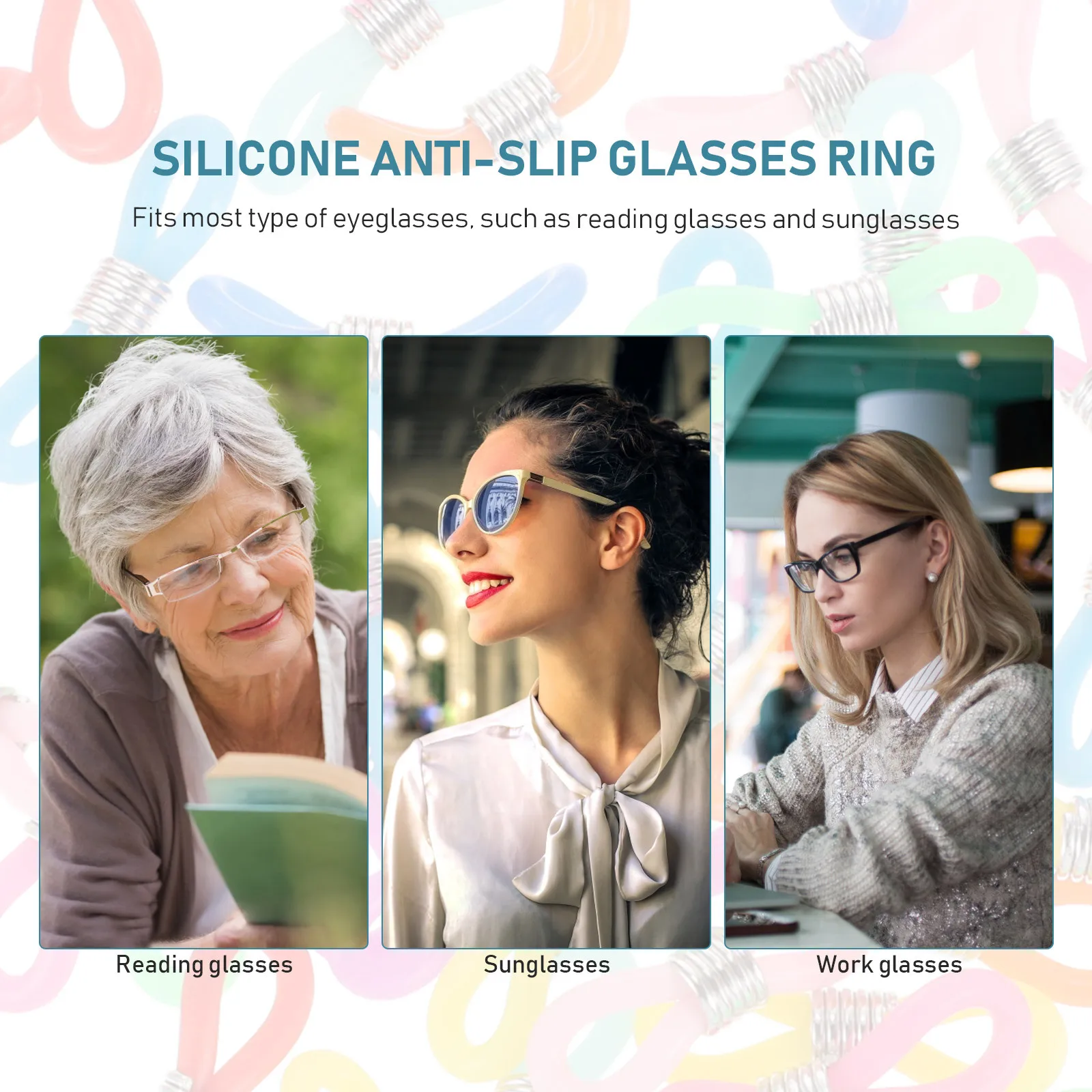 50 قطعة حلقات مضادة للانزلاق سيليكون النظارات المستديرة كم حامل صالح ل جسر الأنف الصغيرة معبد دائري نصائح في الهواء الطلق ارتداء اليومي