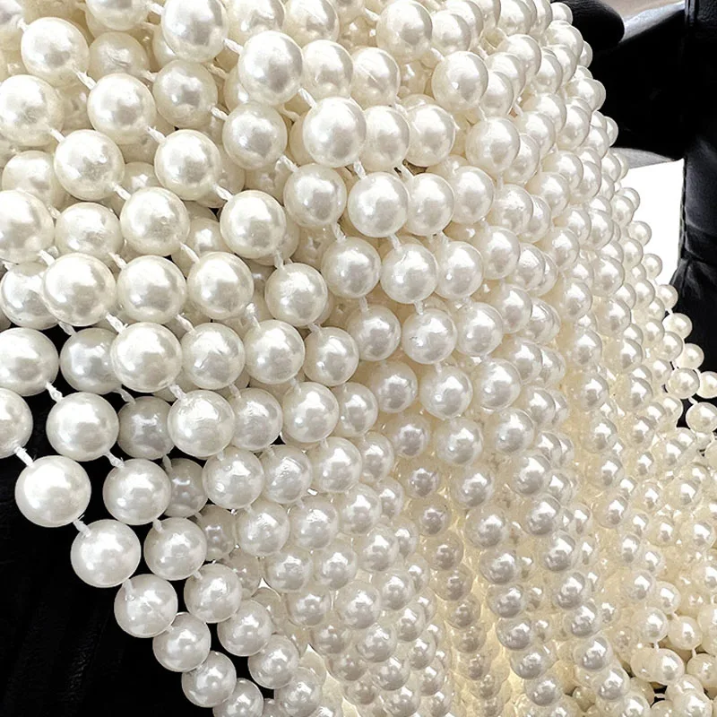 6-10mm Pearls String Beads Decoration Faux Pearl Garland Roll Strand for Crafting String of Flowers Wedding Valentine Decoration