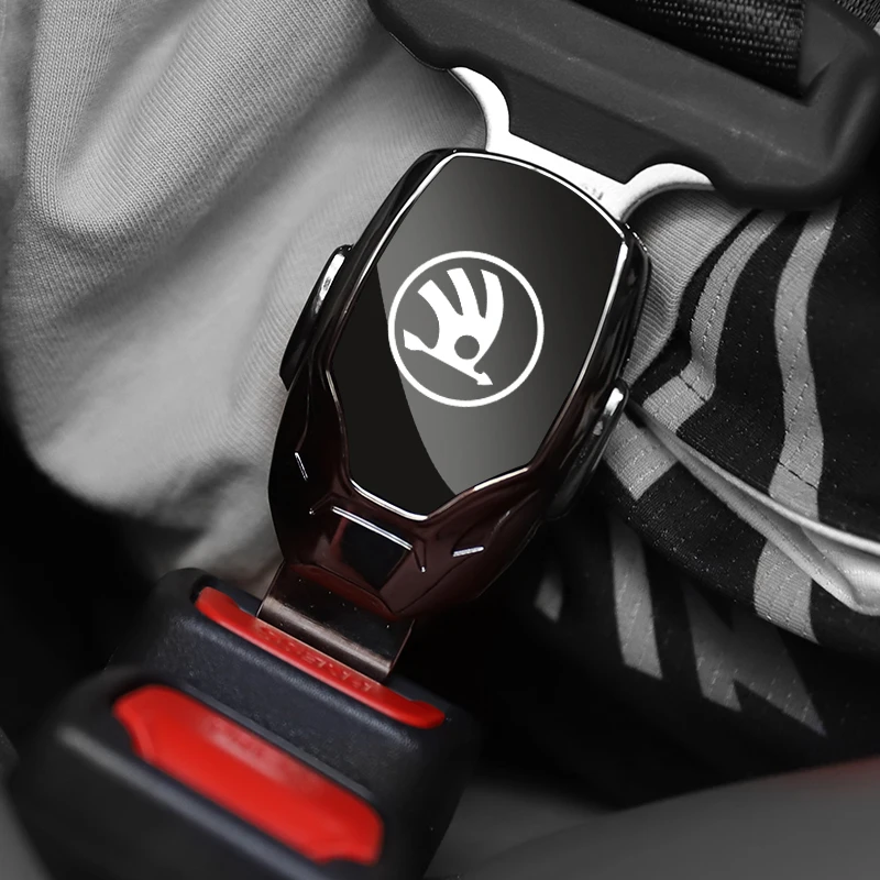 Car seat belt locker carabiner extender insurance belt insert buckle for skoda superb 3 2 1 Car with logo accessories