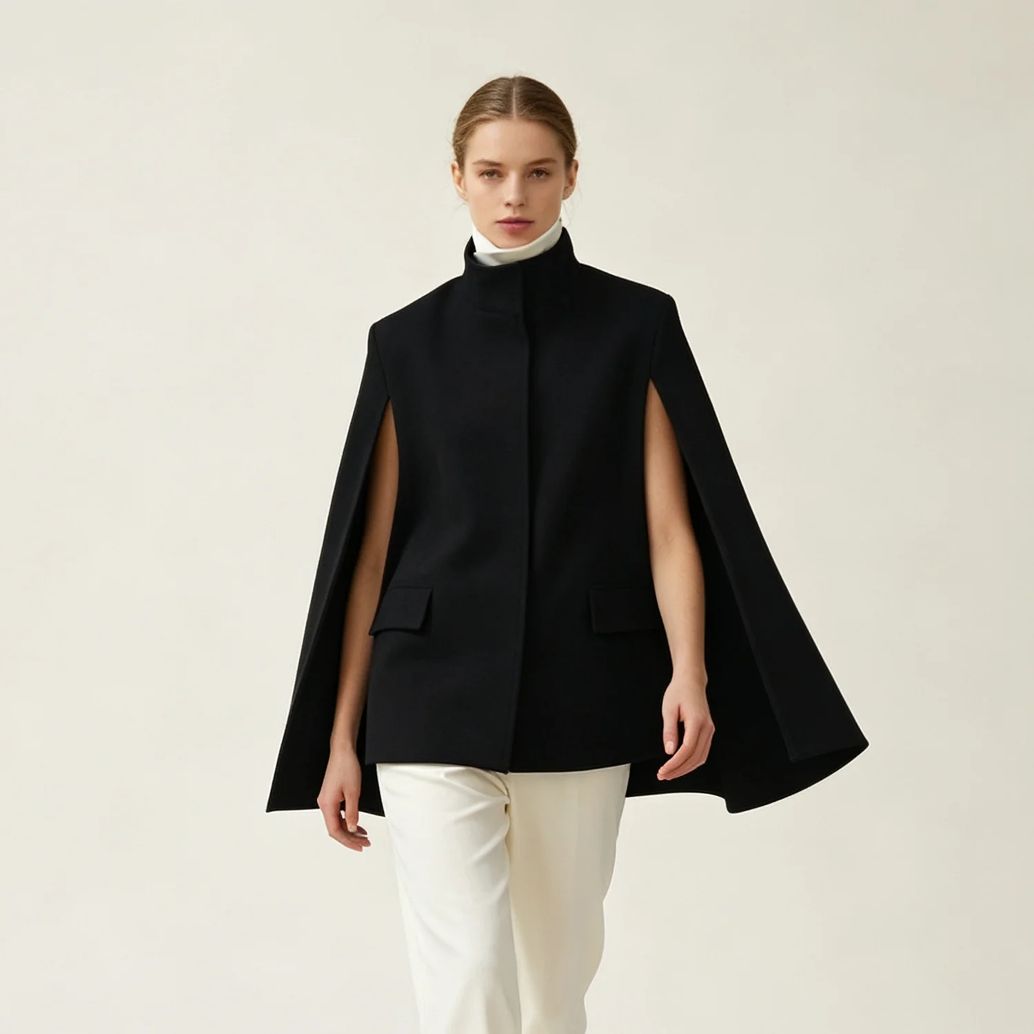 PUAL  Wool fabric stand collar - Women Formal Wear Stitching 评论和价格