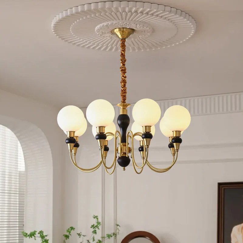 

Medieval Walnut Chandelier Living Room Bedroom Main Light New Chinese American Retro Study Dining Room