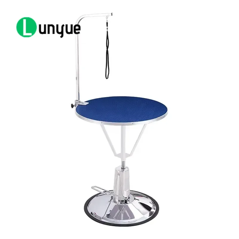 360 Degree Rotating Adjustable Height Hydraulic Stainless Steel Pet Grooming Table Luxury Eco Friendly Blue Pink For Dog Cat