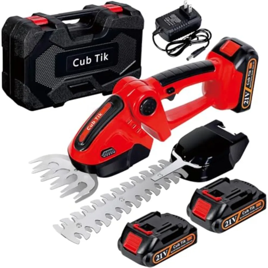 

Hedge Trimmer Cordless 2 in 1 Handheld Grass Shears Mini Shrubbery Grass Cutter Electric Brush with Battery and Charger Mordern