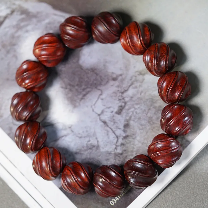 Indian small-leaf rosewood twisted bead bracelet, finely wooden beads, -carved decorative item, hand-held pray