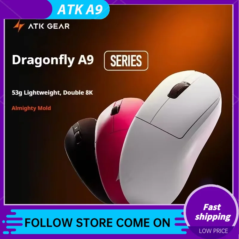 

Мышь ATK A9, двойная 8K PAW3950, звездная вспышка, Bluetooth, беспроводная, с тремя режимами, с низкой задержкой, легкая эргономика, аксессуары для геймеров на заказ