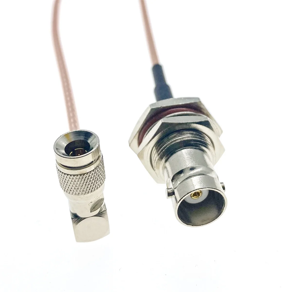 RG316 Mini BNC DIN 1.0/2.3 Right Angle to BNC Female Jack Bulkhead 50 Ohm RF Coax Extension Cable Pigtail Coaxial
