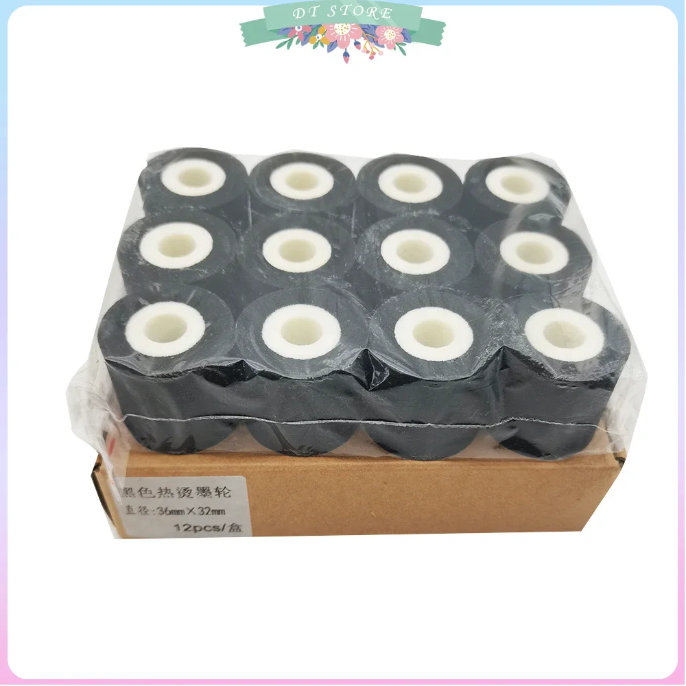 Medium high temperature Black12pcs 36mm*32mm 36mm*36mm hot stamp coder ink roll for MY380F DK1000 DK1100 coding sealing machine