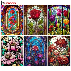 Huacan Full Diamond Painting Flower Diy Diamond Embroidery Rose Set Wall Decoration Picture of Rhinestones