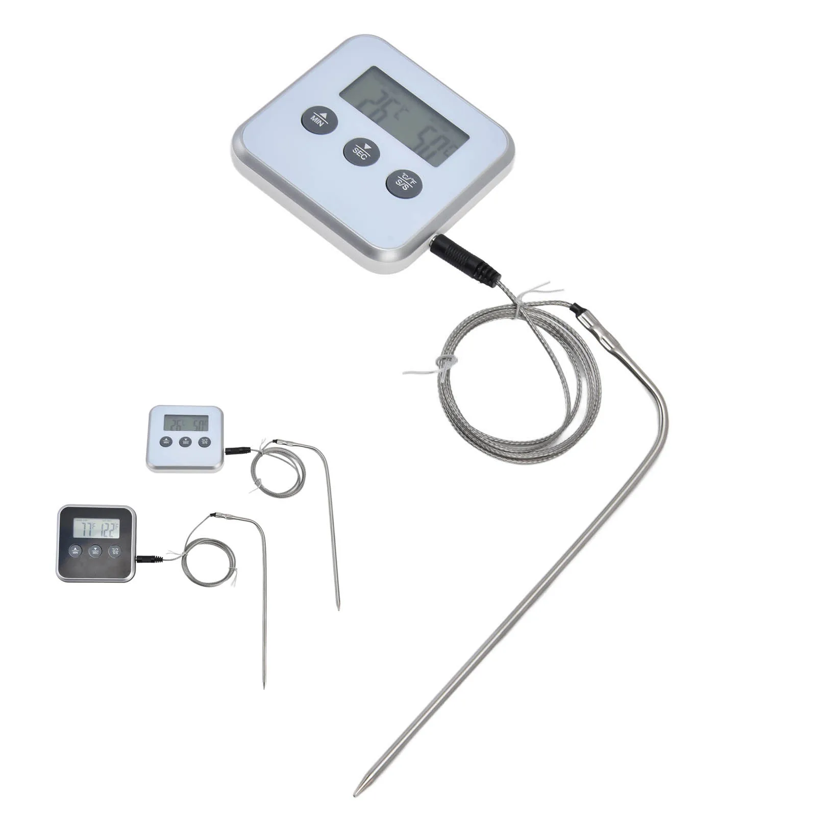 Meat Thermometer 3 Buttons Design 3 Palcing Modes Easy To Operate Cooking Thermometer with Probe for Cooking for BBQ for Baking