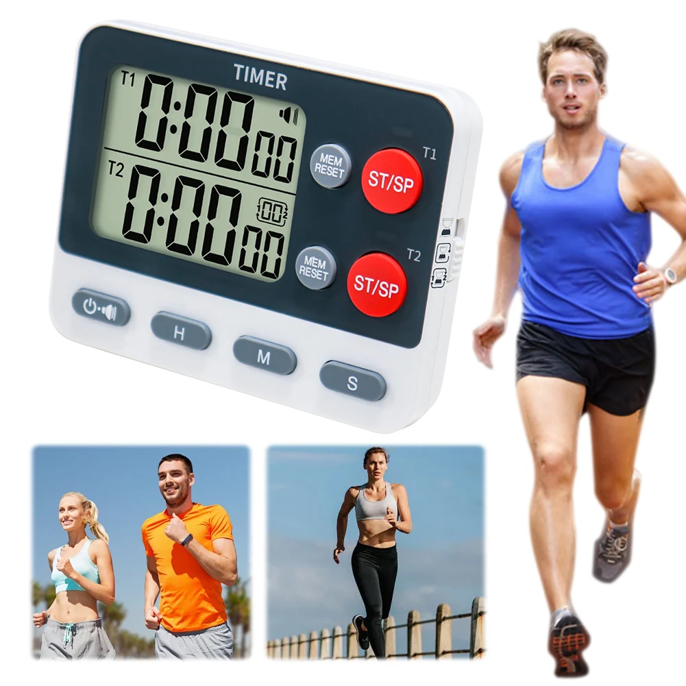 

Кухонный таймер, многофункциональный двойной цифровой таймер с функцией памяти, таймер для приготовления пищи, портативный для тренажерного зала, офисной лаборатории