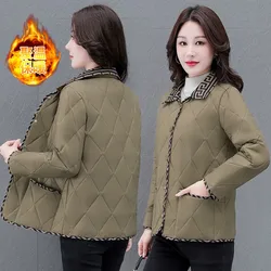 Warm Cotton Padded Coat 2025 Autumn Winter New Women's Fashion Loose Simple Jacket Solid Color Mother Female Light Overcoat