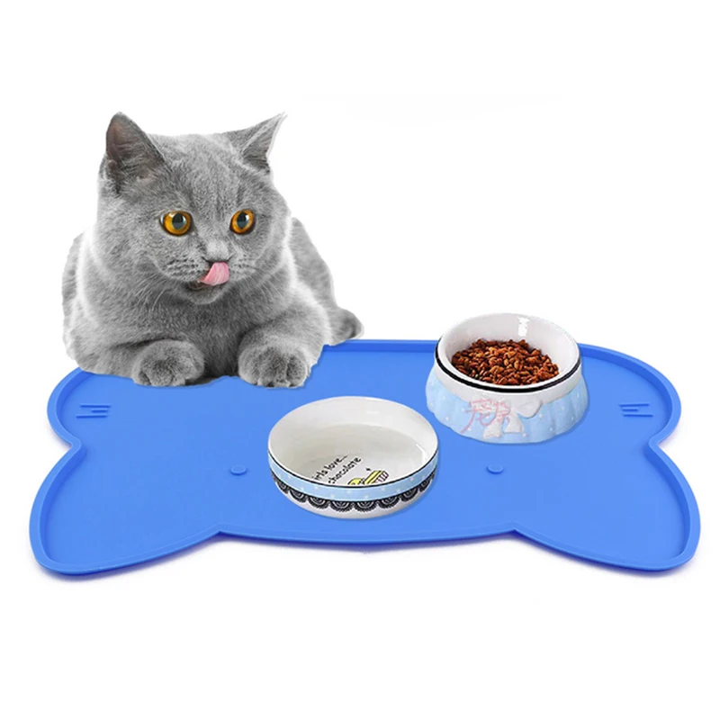 

Large Cute Cat Shape Pet Placemats Waterproof Non-slip Prevent Food Water Silicone Dog Feeding Mat Feeding & Watering Supplies