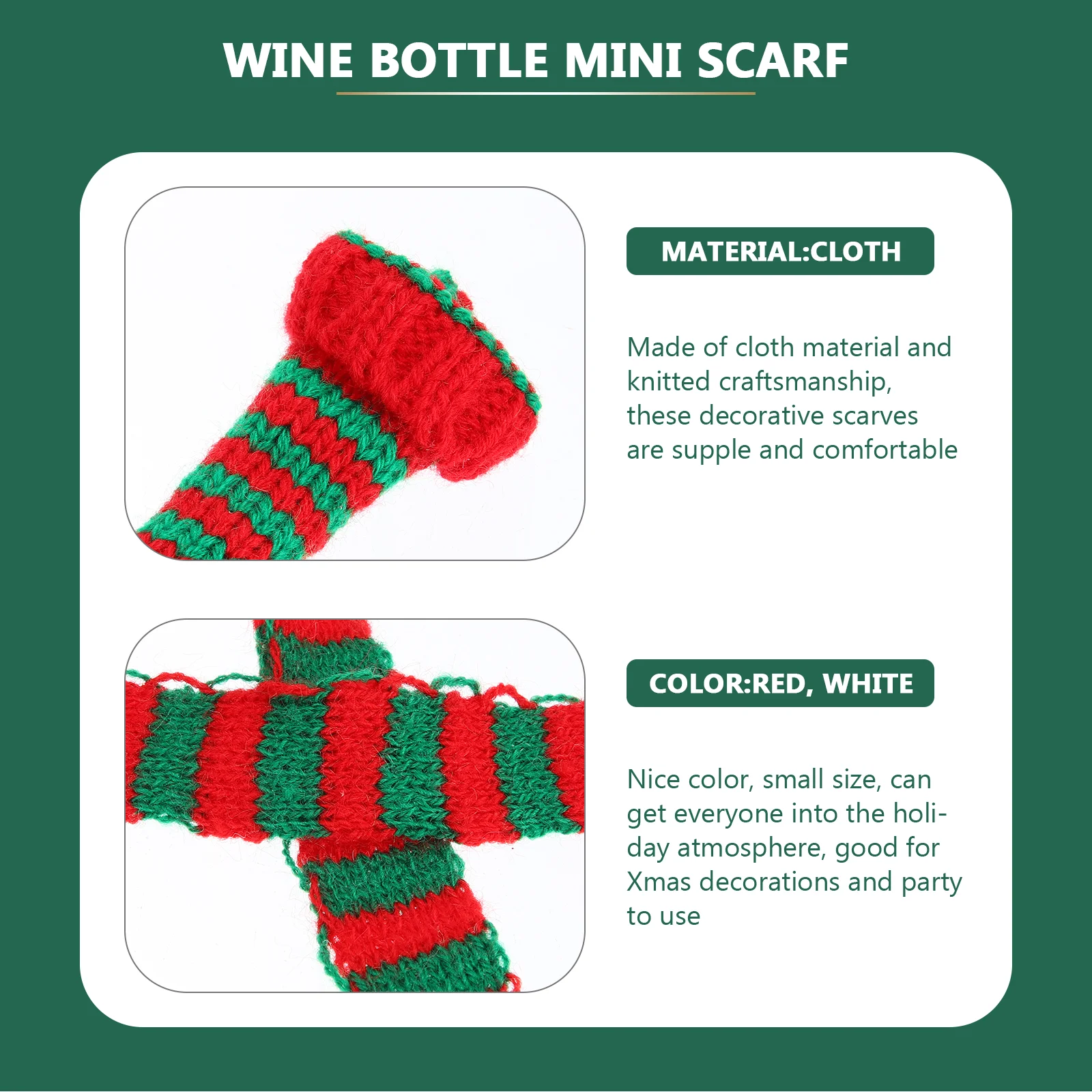 10 Uds Mini gorro de lana ropa bufanda en miniatura cubierta de botella de Navidad suministros para fiesta de Navidad favores