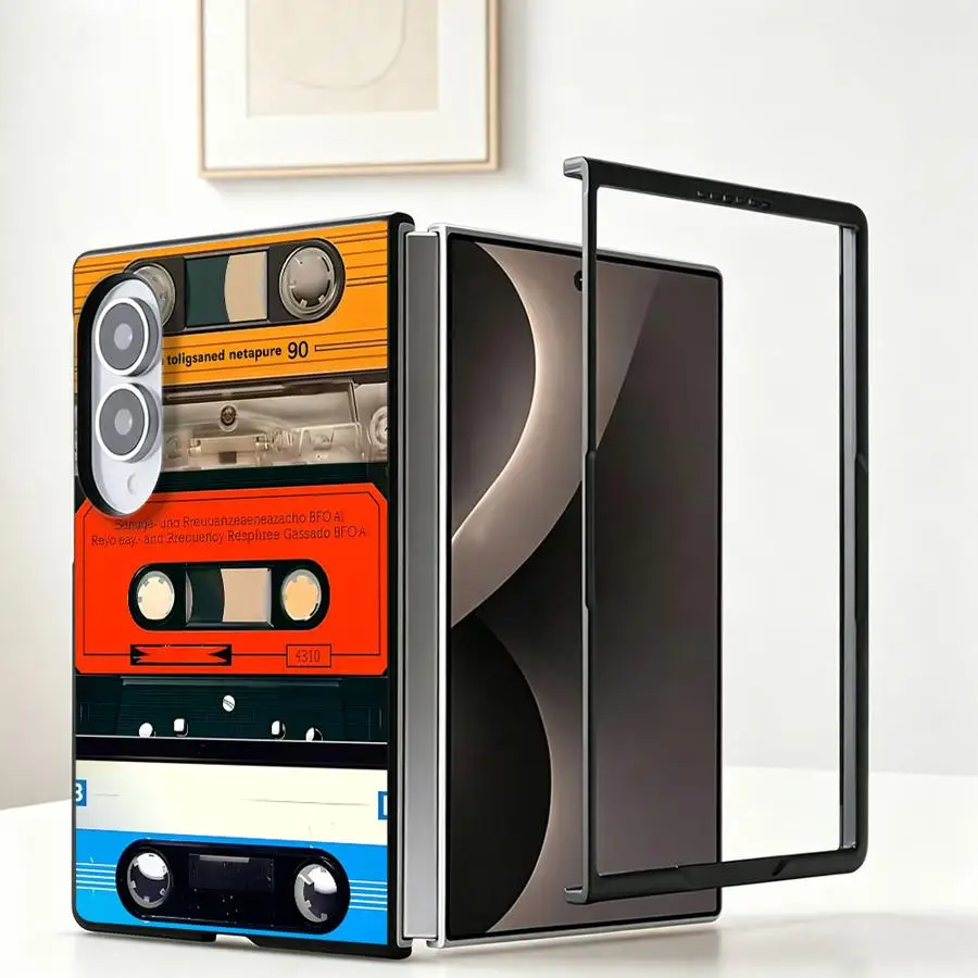 Luxury Phone Cover Case for Samsung Galaxy Z Fold8 Wide ZFold8 Z Fold 8 ZFold Wide Cassette Tape