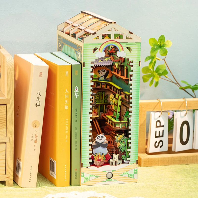 DIY Handmade Bookshelves Wooden Puzzle Model, Animal Panda/Castle/Princess Series Style 3D Puzzle Bookshelves Decorate Christmas
