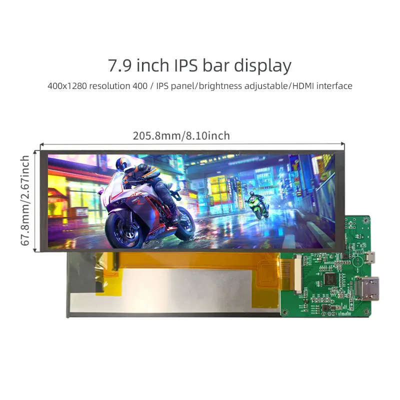 7.9 Inch 400x1280 IPS BarLCD Panel HDMI Interface  Aida64 Monitor For Computer Case Secondary Screen