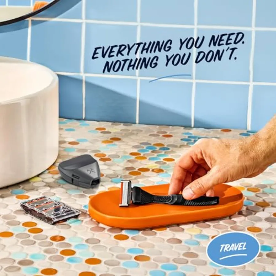 مجموعة حلاقة للسفر مع 4 خراطيش إعادة تعبئة إغلاق إضافية ومقبض واحد تتضمن غطاء ماكينة حلاقة للاستخدام النهائي المثالي لرحلة العمل #3