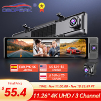 H330 Dash Cam 3 Channel Rearview Mirror Front Inside Rear 4K+1080P+1080P WiFi GPS Dual Lens Car Dvr Camera Infrared Night Vision