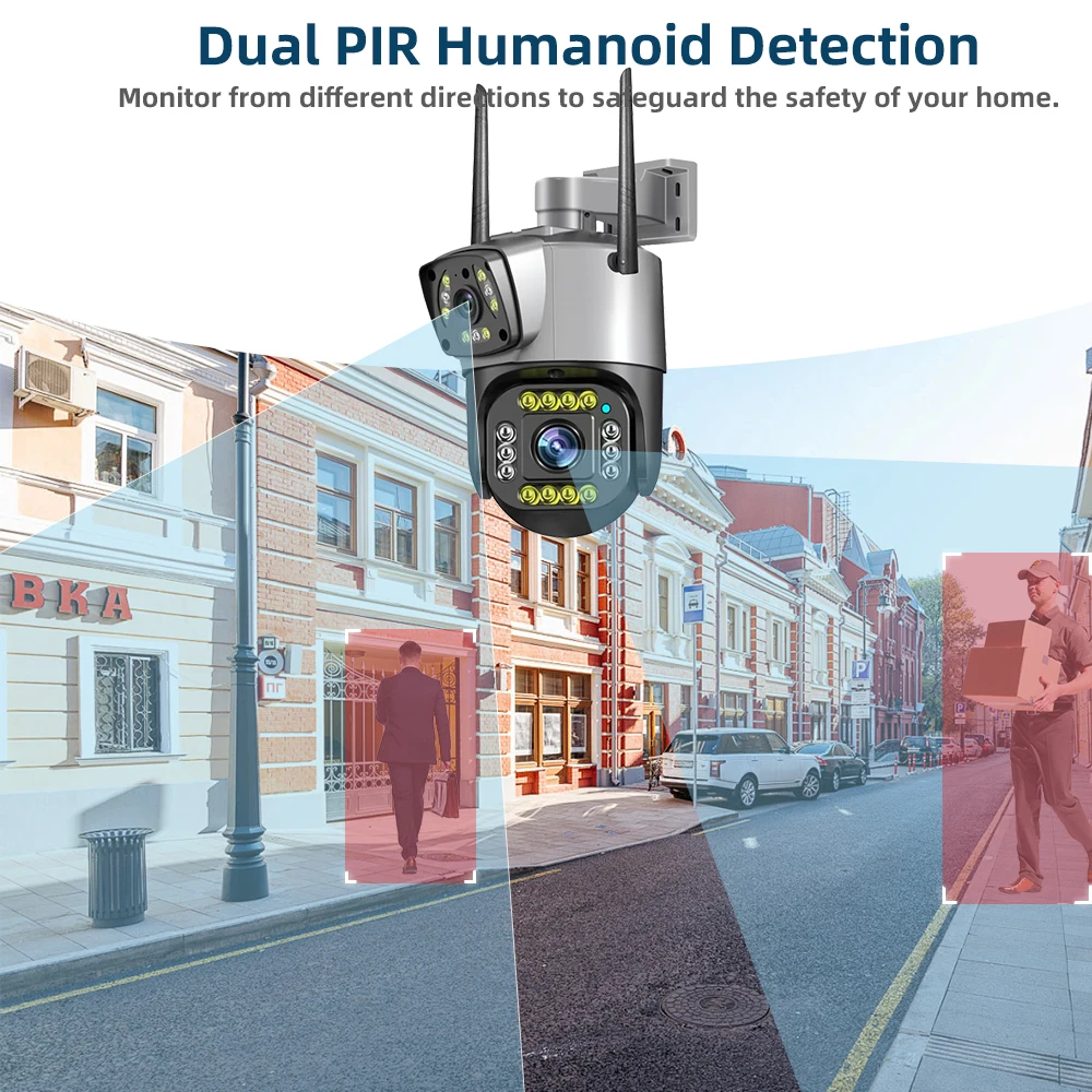 6K 12MP Outdoor 4G SIM PTZ Security Camera Dual Lens Wireless PIR Motion Detection HD Night Vision V380 Pro CCTV Protection