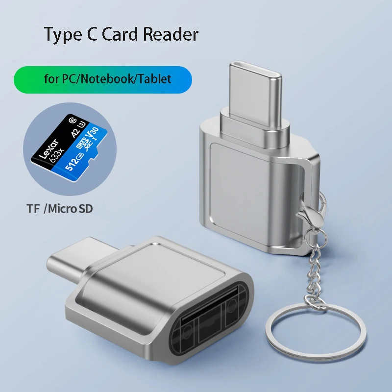 Type C to TF Micro SD Card Reader Memory Card Writer Adapter Extend Dongle for Phone Tablet Laptop Data Transfer Converter